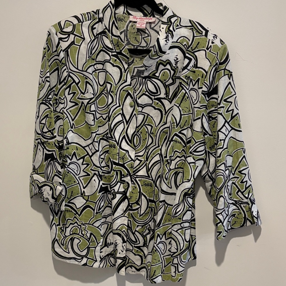 Stylish Green Patterned Blouse